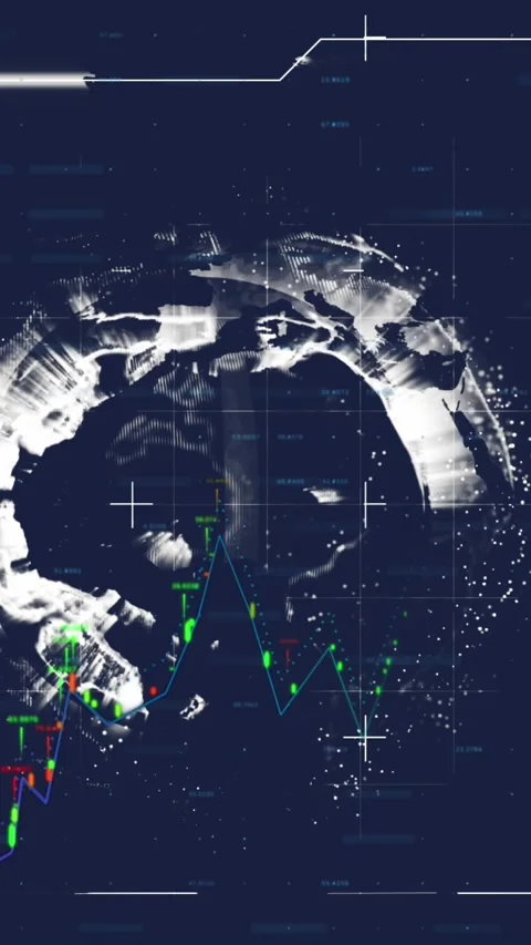 Animation of graph over computer language, loading bars against globe on Stock Footage 321172152
