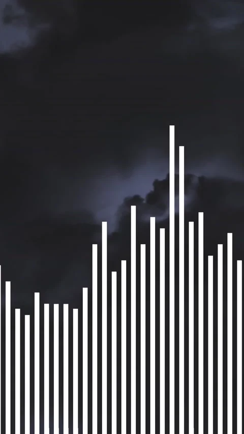 Animation of graph over lightning strikes in rain clouds in background Stock Footage 344525686