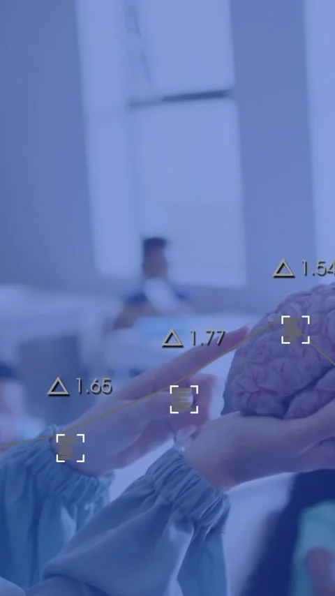 Animation of graph processing data over diverse female teacher and Stock Footage 343504472