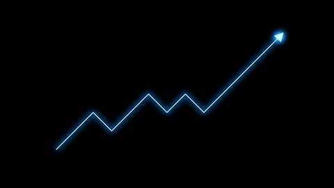 Animation of graph trending upwards, white arrow pointing up Vídeo Stock 123741825