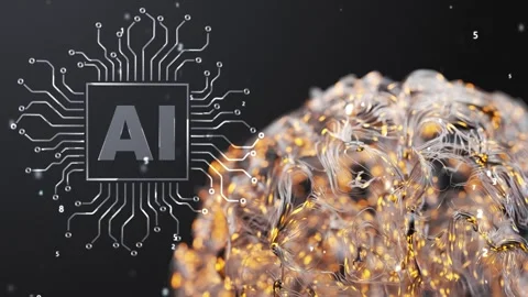 Animation graphic design of brain stem. Futuristic human brain interface concept Stock Footage 256605885