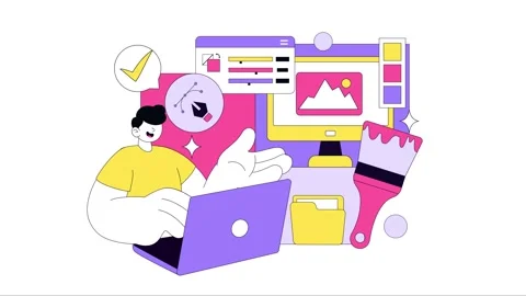 Animation of Graphic Designer Vector Illustration Stock Footage 331841843