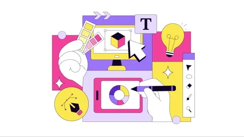 Animation of Graphic Designer Vector Illustration Stock Footage 331841844