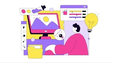Animation of Graphic Designer Vector Illustration Stock Footage 331841846
