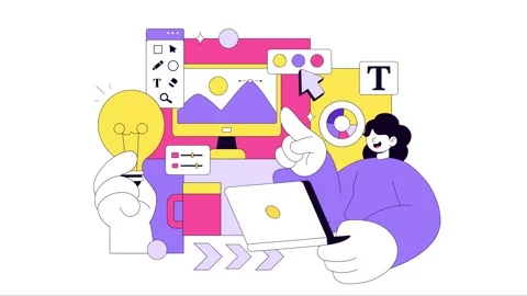 Animation of Graphic Designer Vector Illustration Stock Footage 331841847