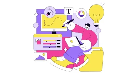 Animation of Graphic Designer Vector Illustration Stock Footage 331841852