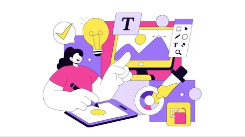 Animation of Graphic Designer Vector Illustration Stock Footage 331841854