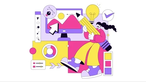 Animation of Graphic Designer Vector Illustration Stock Footage 331841857
