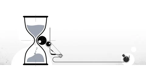 Animation of graphic elements with sand clock symbol on background Video stock 51840399