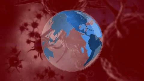 Animation of graphical globe rotating ov... | Stock Video | Pond5