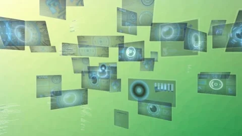 Animation of graphical infographic interface display screens with programming 動画素材 330590859