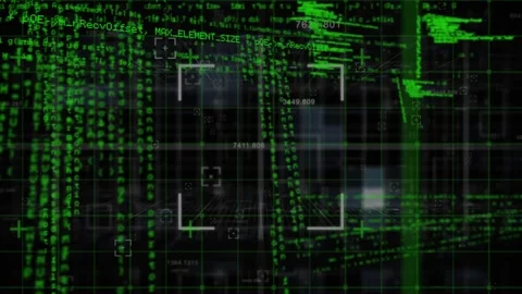 Animation of graphical infographic interface screen with programming data and Stock Footage 316408005