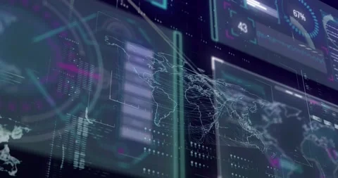 Animation of graphical infographic interface with world map Stock Footage 328523292