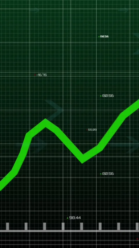Animation of graphs and changing numbers and multiple arrows over black Stock Footage 320921580