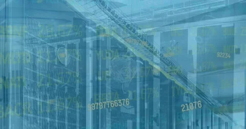 Animation of graphs and charts on interface with data processing over computer Stock Footage 327447078