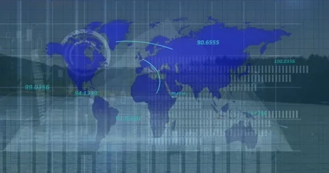 Animation of graphs and data over world ... | Stock Video | Pond5