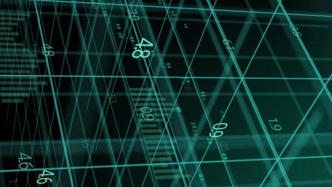 Animation of graphs and data processing over 3d grid Stock Footage 312351133
