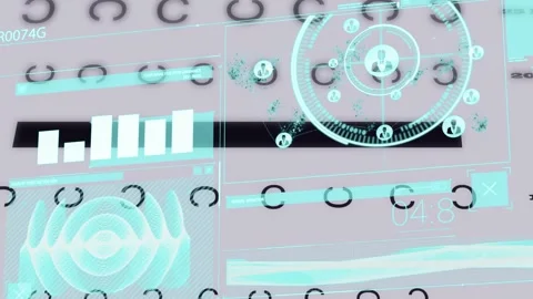 Animation graphs and data processing over eyesight test interface Stock Footage 327062979