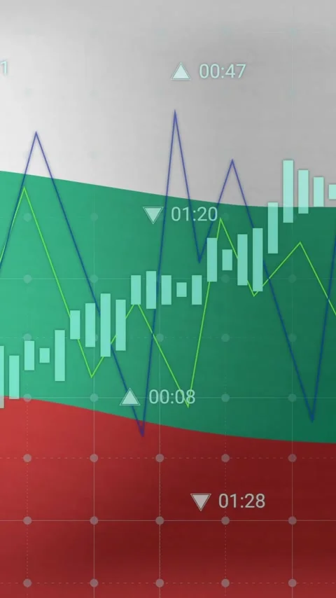 Animation of graphs and data processing over flag of bulgaria Stock Footage 343643593