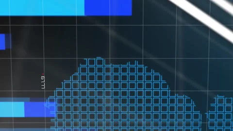 Animation of graphs and financial data over world map and digital screen Video stock 312354135