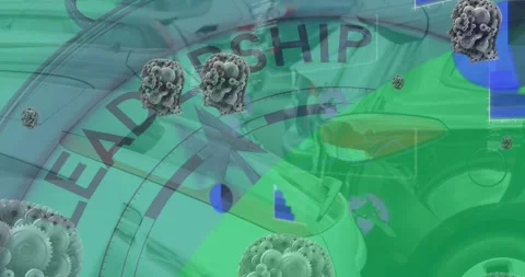 Animation of graphs and gears over speedometer with leadership and cars Video stock 328253804