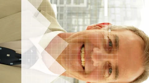 Animation of graphs and loading bars, smiling caucasian businessman standing Stock Footage 312620676