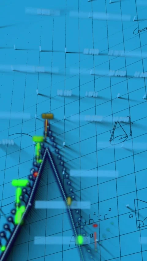Animation of graphs and math formulas on blue background Stock Footage 344722708