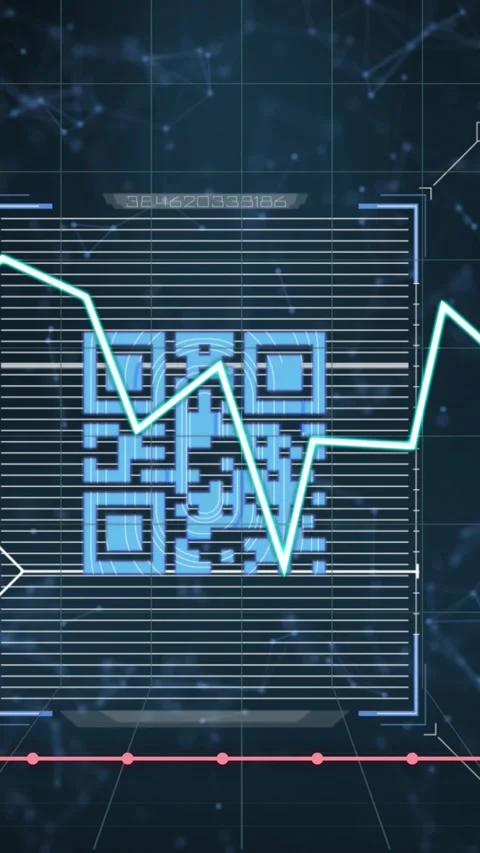 Animation of graphs and qr code over navy background 库存影片 342676552