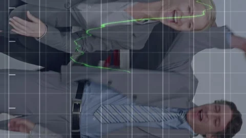 Animation of graphs and trading boards, diverse coworkers broke free from tape 動画素材 312966059