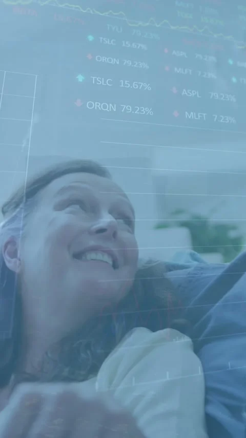 Animation of graphs and trading boards over senior caucasian couple spending Stock Footage 344783697
