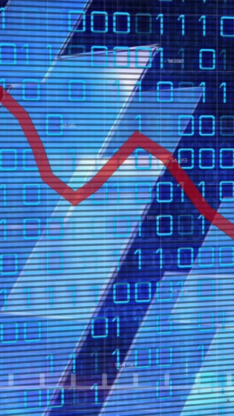 Animation of graphs, binary code and navy background 스톡 동영상 343867176