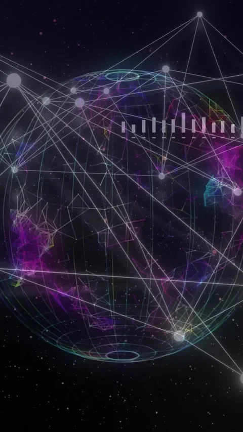 Animation of graphs, changing numbers in circles and connected dots over globe Stock Footage 342599428