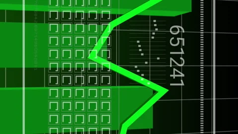 Animation of graphs, changing numbers, loading bar, squares over grid pattern Stock Footage 312773520