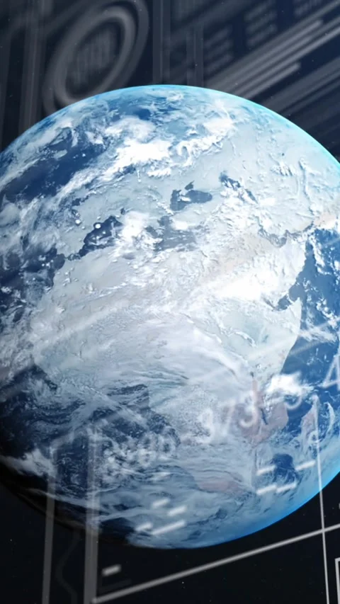 Animation of graphs, changing numbers, loading circles and bars over globe on Stock Footage 344803341