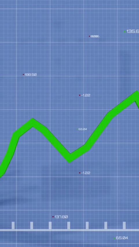 Animation of graphs with changing numbers over grid pattern against table lamp Stock Footage 319068902