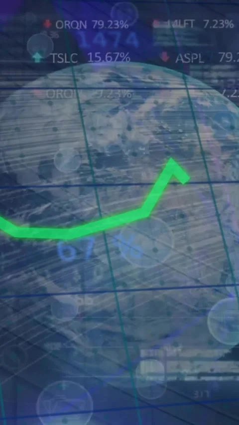 Animation of graphs, changing numbers, trading boards and computer language over Stock Footage 323578880