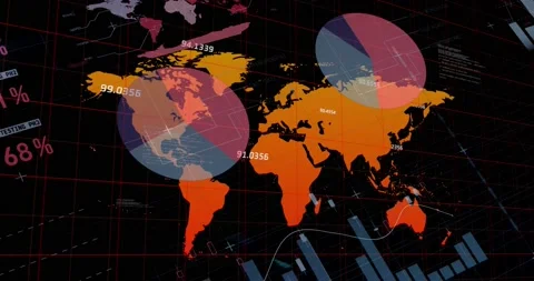 Animation of graphs, data and world map ... | Stock Video | Pond5