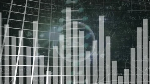 Animation of graphs, dna and math formulas on black background Video stock 328461420