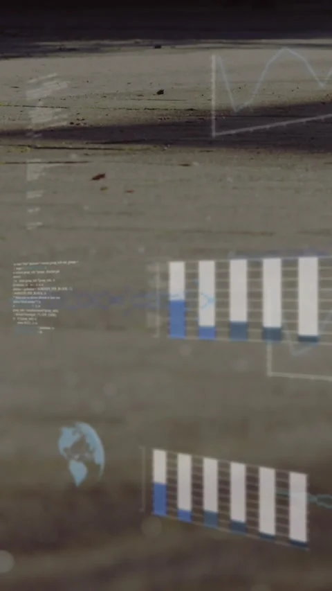 Animation of graphs, globes and computer language over low section of people 스톡 동영상 319415663