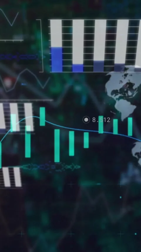 Animation of graphs, globes and computer language over abstract background 스톡 동영상 323578876