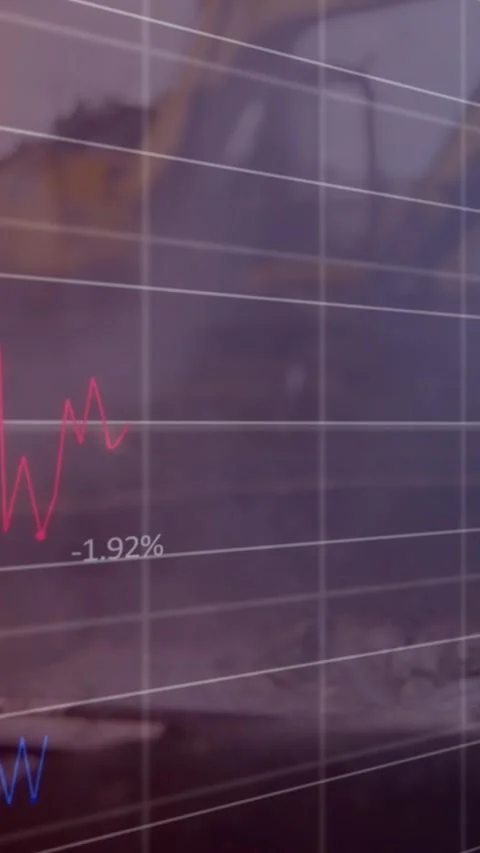 Animation of graphs, growing numbers, close up of smoke from burning scrap Stock Footage 343739463
