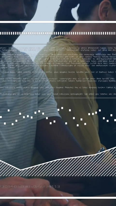 Animation of graphs, loading bars, data over diverse coworkers sharing ideas Stock Footage 344369628