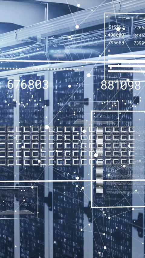 Animation of graphs, loading bars, squares, connected dots over binary codes on Stock Footage 320921574