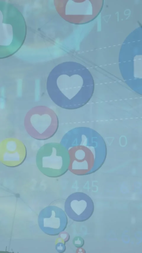 Animation of graphs, loading circles and icon in circles over windmill against Stock Footage 321513402