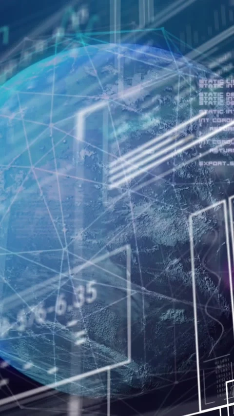 Animation of graphs, loading circles, bars, changing numbers over globe against Stock Footage 344706536