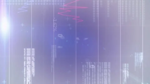 Animation of graphs with looping binary codes over computer language against Stock Footage 312509688