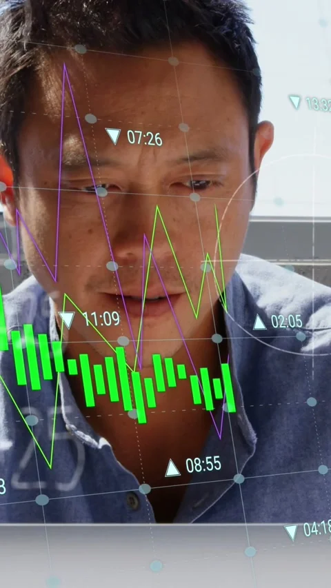 Animation of graphs, mathematical equation, diagrams, asian architect designing Stock Footage 344783596
