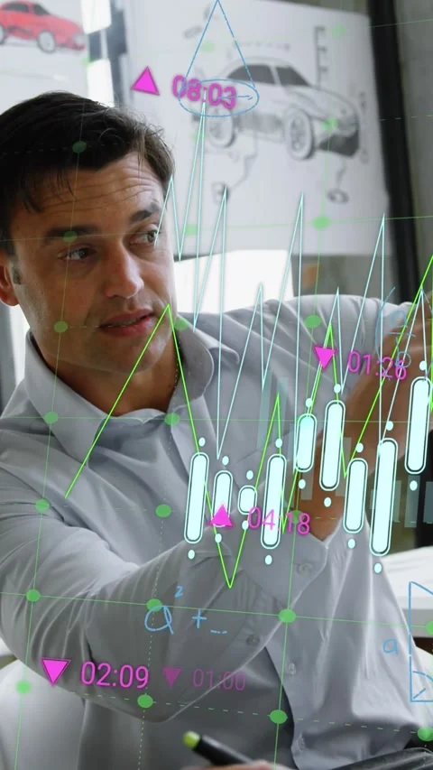 Animation of graphs, mathematical equations and diagrams, diverse engineers Video stock 344766072