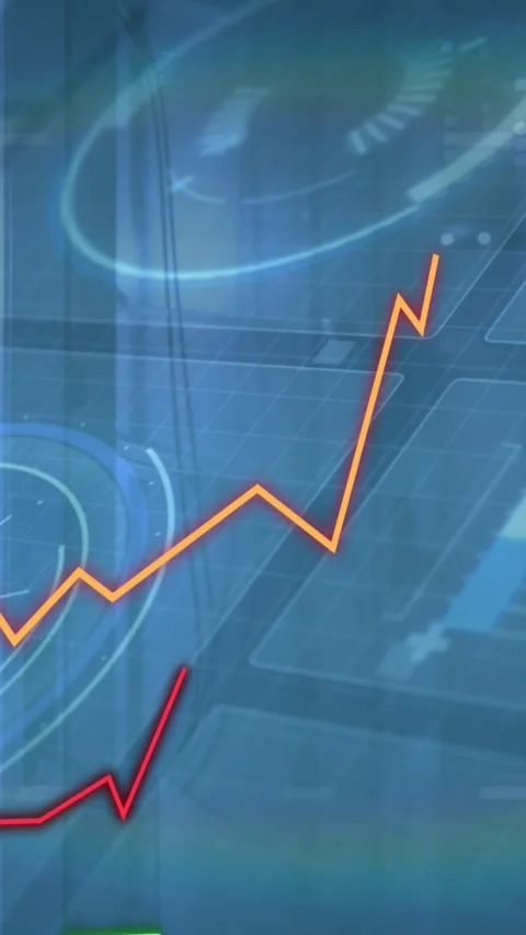 Animation of graphs moving over interface with data processing against computer Stock Footage 322084247