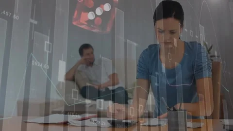 Animation of graphs, numbers and falling... | Stock Video | Pond5